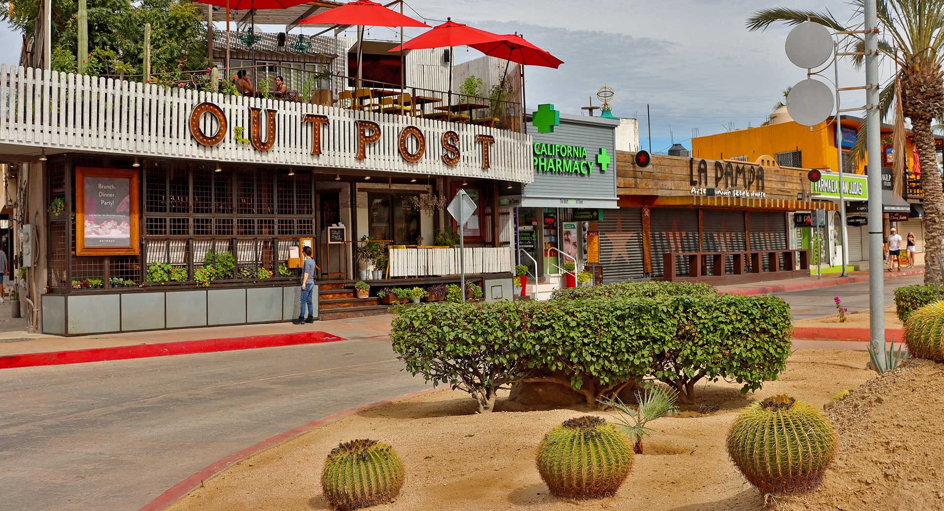 Restaurants along the Marina Blvd in Cabo San Lucas.